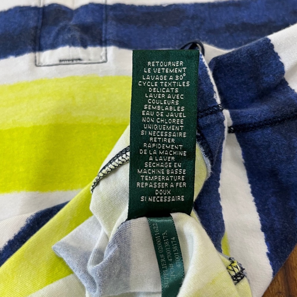 Lauren Ralph Lauren Pullover Women Large Lime Navy 3/4 Sleeve Stripe Zip Top - Picture 4 of 10